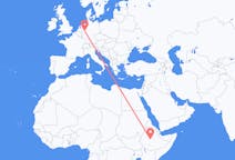 Flyrejser fra Addis Abeba, Etiopien til Dortmund, Tyskland