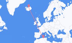 航班从阿尔及利亚塞提夫市到阿克雷里市，冰岛塞尔