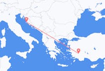 Lennot Zadarista, Kroatia Denizliin, Turkki