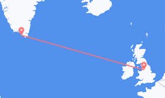 Flyrejser fra Manchester, England til Nanortalik, Grønland