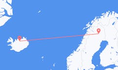 Fly fra byen Gällivare til byen Akureyri
