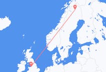 Vluchten van Liverpool, Engeland naar Kiruna, Zweden