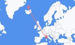 Loty z Grimsey, Islandia do Olbii, Włochy