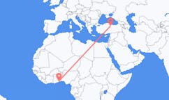 Loty z Lomé, Togo do Tokata, Turcja