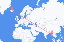 Flyg från Rangoon, Myanmar (Burma) till Akureyri, Island