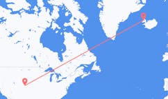 航班从美国丹佛市到伊萨菲厄泽市，冰岛塞尔
