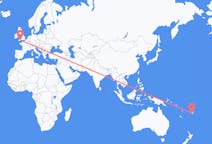 Flyg från Nadi, Fiji till Exeter, England