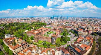 Photo of aerial view of Turin city center with landmark of Mole Antonelliana, Turin ,Italy ,Europe.