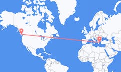 Flyrejser fra Comox, Canada til Skíros, Grækenland