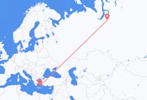 Flights from Novy Urengoy, Russia to Santorini, Greece