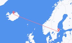Fly fra byen Stockholm, Sverige til byen Akureyri, Island