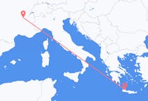 ギリシャのハニアからから、フランスのリヨンまでのフライト