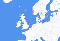 出发地 法国出发地 多维尔目的地 挪威海宁格松的航班