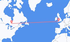 Flyreiser fra Timmins, Canada til Exeter, England