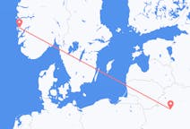 Flyg från Minsk, Vitryssland till Bergen, Norge