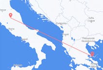 イタリアのペルージャから、ギリシャのスキアトス島までのフライト