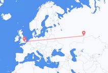 Flyg från Tjeljabinsk till London