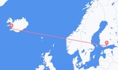 Flyg från staden Reykjavik, Island till staden Helsingfors, Finland