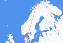 Flug frá Bardufoss, Noregi til Árósa, Danmörku