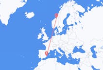 Vluchten van Alicante, Spanje naar Trondheim, Noorwegen