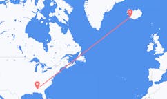 航班从美国蒙哥马利市到雷克雅维克市，冰岛塞尔