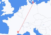 Vluchten van Montpellier, Frankrijk naar Rostock, Duitsland