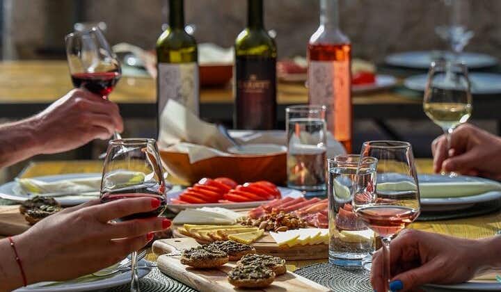전통적인 와인 양조장에서 와인과 음식 시음