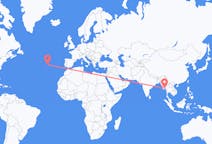 Flyg från Rangoon, Myanmar (Burma) till Terceira, Portugal