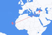 Flyg från Boa Vista (kommun i Brasilien, Roraima, lat 3,19, long -60,61), Kap Verde till Kayseri, Turkiet