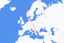 挪威从 奥勒松飞往挪威目的地 斯基亚索斯的航班