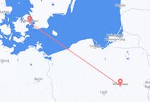 Vols de Varsovie, Pologne à Copenhague, le Danemark