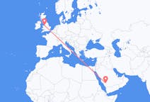 Flyreiser fra Bisha, Saudi-Arabia til Liverpool, England