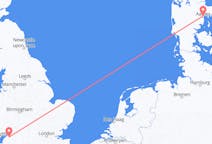 Flyg från Bristol, England till Århus, Danmark