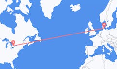 出发地 加拿大滑鐵盧目的地 丹麦森纳堡的航班