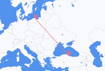Flyg från Gdansk, Polen till Samsun, Turkiet