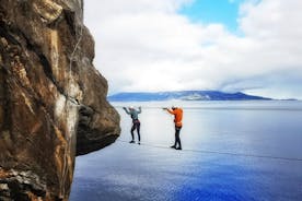 Via Ferrata climbing at sea cliff in Bodø