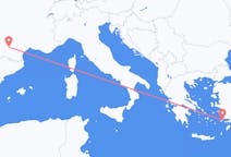 Vluchten van Toulouse, Frankrijk naar Kos, Griekenland