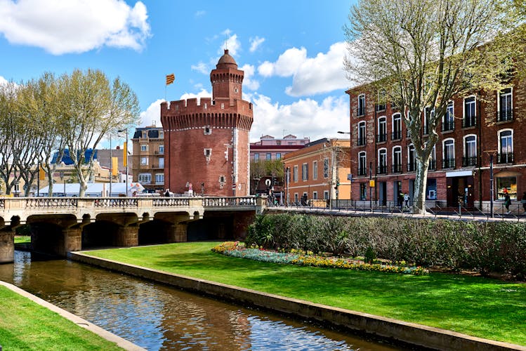 Photo of view to the Canal and Castle of Perpignan in springtime.