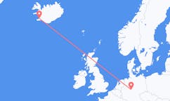Flyreiser fra byen Reykjavik, Island til byen Kassel, Tyskland
