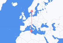 チュニジアのから ジェルバ島、スウェーデンのへ ヨーテボリフライト