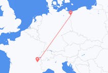 Flyg från Chambery, Frankrike till Szczecin, Polen
