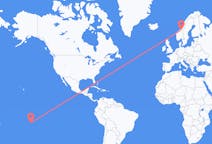 出发地 法属波利尼西亚出发地 提克豪環礁目的地 挪威特隆赫姆的航班