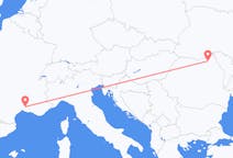 Vluchten van Nîmes, Frankrijk naar Suceava, Roemenië