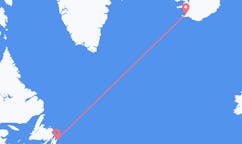 Vols de la ville de Saint John's, le Canada vers la ville de Reykjavik, Islande