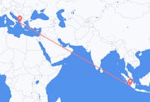 Vluchten van Bengkulu, Indonesië naar Korfoe, Griekenland