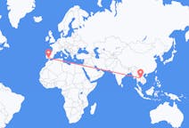 Flyreiser fra Khon Kaen, Thailand til Sevilla, Spania