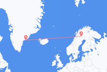 Vluchten van Gällivare, Zweden naar Kulusuk, Groenland