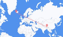 Vluchten van Lhasa, China naar Reykjavík, IJsland