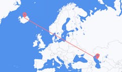航班从哈萨克斯坦阿克套市到阿克雷里市，冰岛塞尔