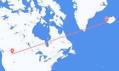 航班从美国米苏拉市到雷克雅维克市，冰岛塞尔